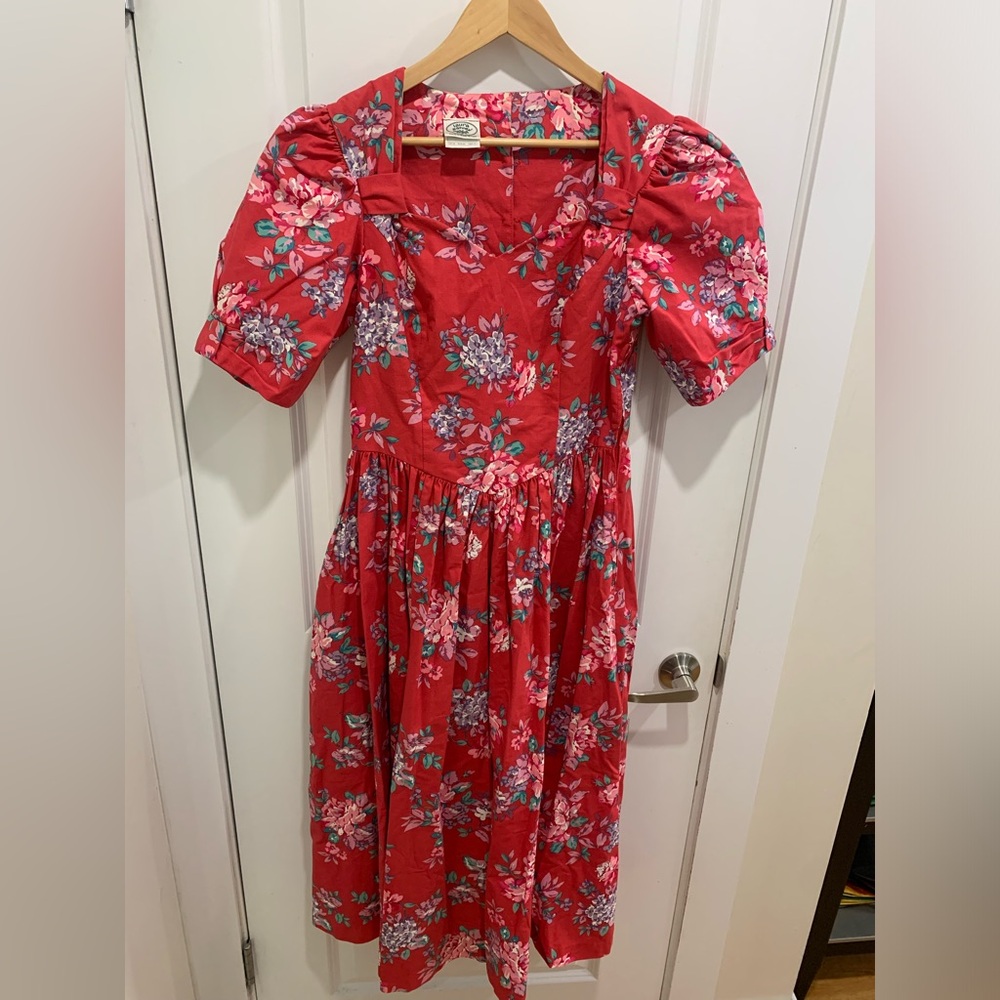Laura Ashley Pink and Red Floral Dress